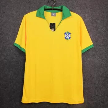 1957 Brazil Home Retro Soccer Jersey Pele Era Yellow