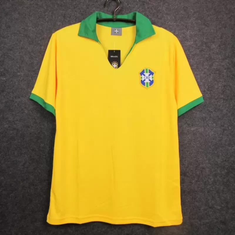 1957 Brazil Home Retro Soccer Jersey Pele Era Yellow