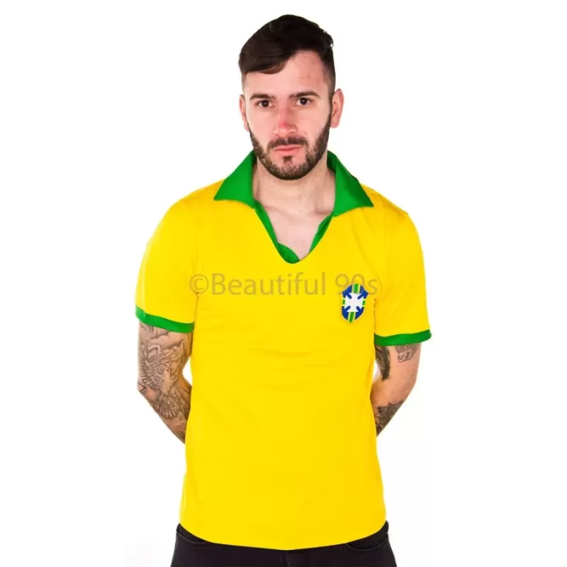 1957 Brazil Home Retro Soccer Jersey Pele Era Yellow
