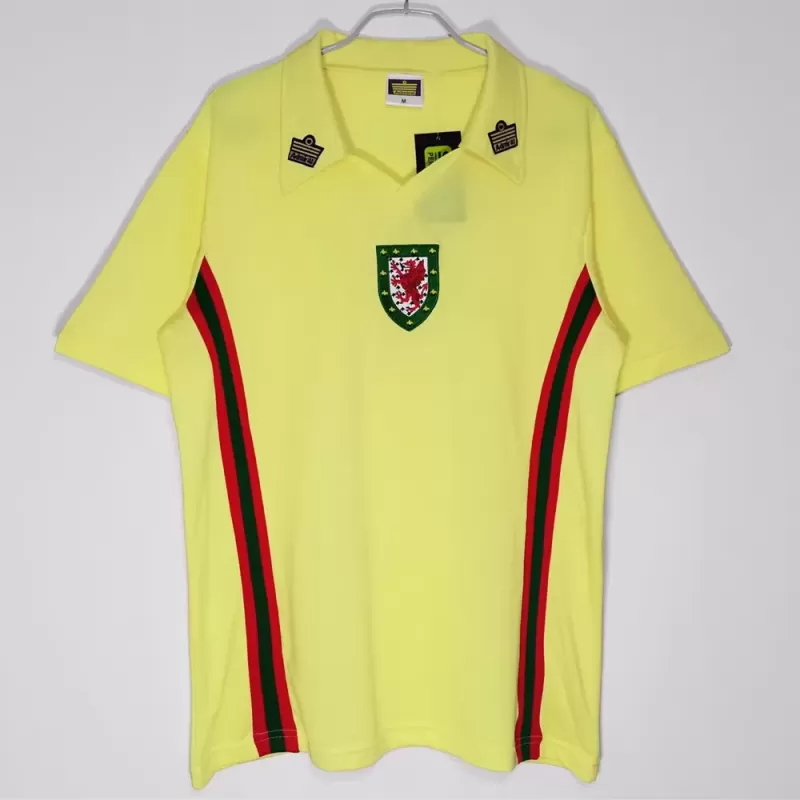 1976 1979 Wales Away Retro Soccer Jersey Yellow Vintage 1976 1979 Wales Away Retro Soccer Jersey Yellow Vintage
