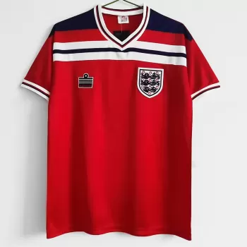 1982 England Away Retro Soccer Jersey Red Vintage World Cup