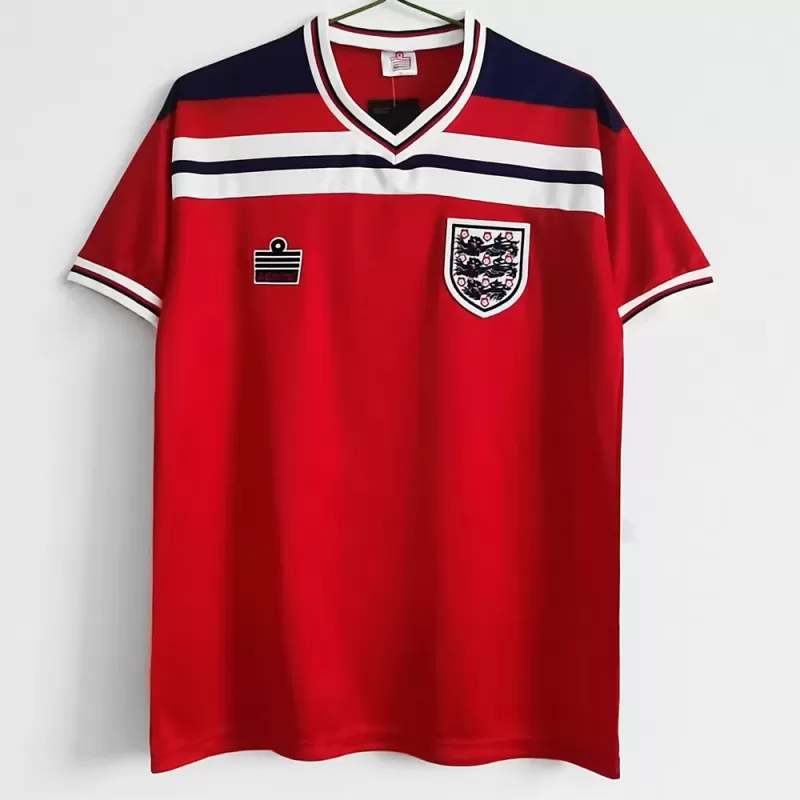 1982 England Away Retro Soccer Jersey Red Vintage World Cup