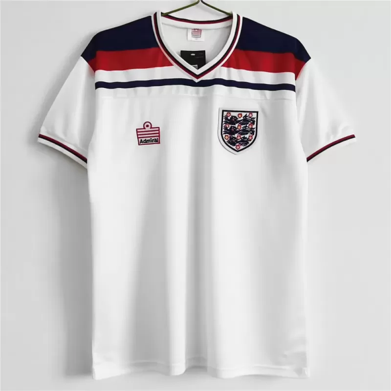 1982 England Home Retro Soccer Jersey White Vintage World Cup
