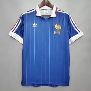 1982 France Home Retro Soccer Jersey Vintage World Cup White Blue