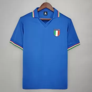 1982 Italy Home Retro Soccer Jersey World Cup Champions Blue