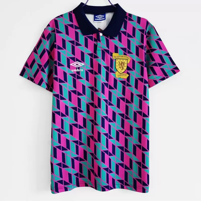1988 1989 Scotland Away Retro Soccer Jersey White Yellow Vintage