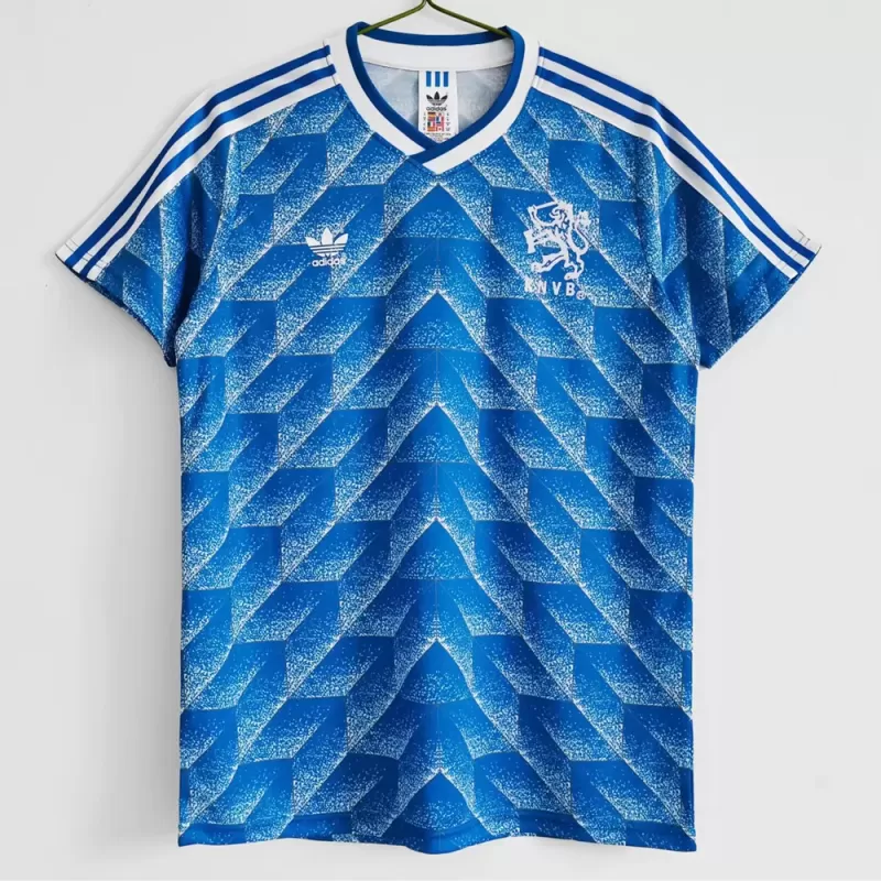 1988 Netherlands Away Retro Soccer Jersey White Blue Total Football