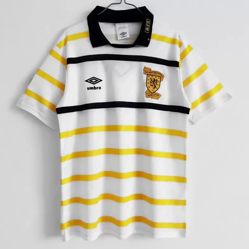 1989 1991 Scotland Away Retro Soccer Jersey White Navy Vintage