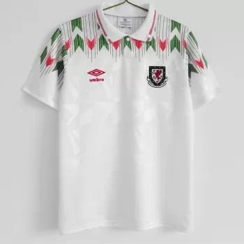 1990 1992 Wales Away Retro Soccer Jersey White Vintage
