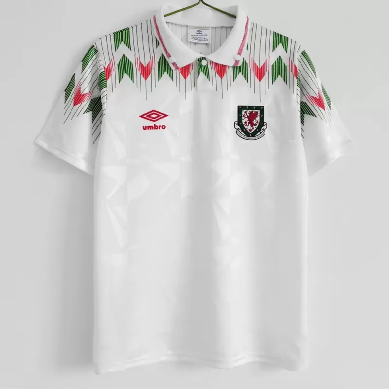 1990 1992 Wales Away Retro Soccer Jersey White Vintage