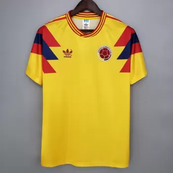 1990 Colombia Home Retro Soccer Jersey Valderrama Italia 90 Edition