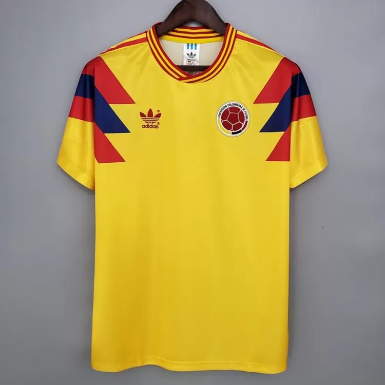 1990 Colombia Home Retro Soccer Jersey Valderrama Italia 90 Edition 1990 Colombia Home Retro Soccer Jersey Valderrama Italia 90 Edition