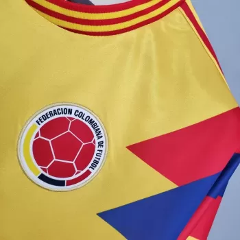 1990 Colombia Home Retro Soccer Jersey Valderrama Italia 90 Edition 1990 Colombia Home Retro Soccer Jersey Valderrama Italia 90 Edition