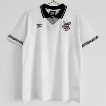1990 England Home Retro Soccer Jersey Italia 90 White Vintage