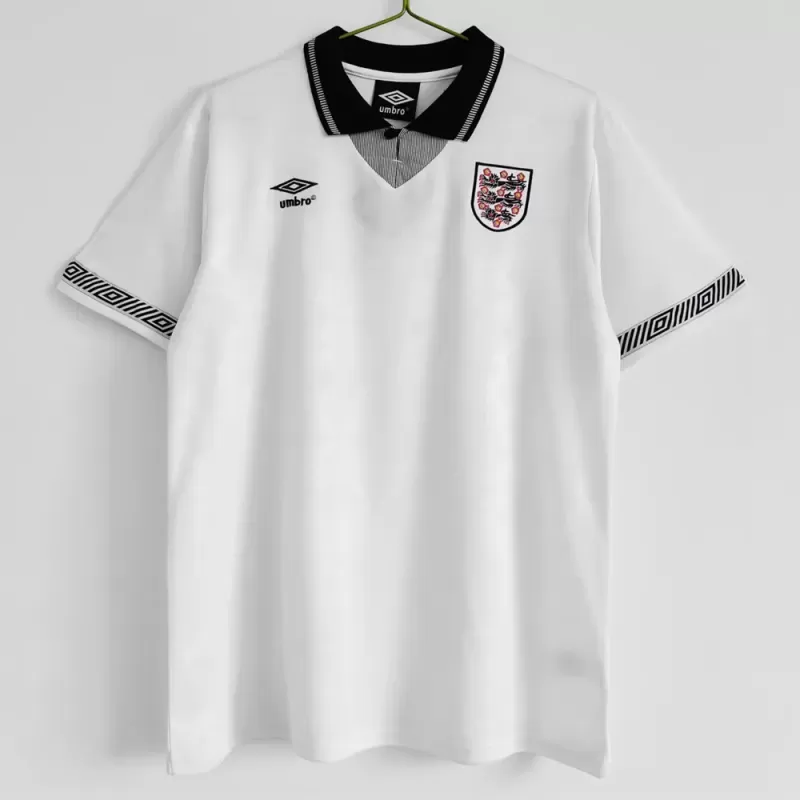 1990 England Home Retro Soccer Jersey Italia 90 White Vintage