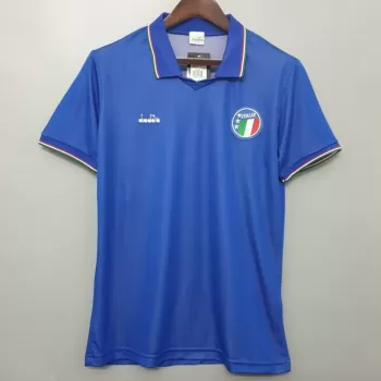 1990 Italy Home Retro Soccer Jersey World Cup Blue Vintage