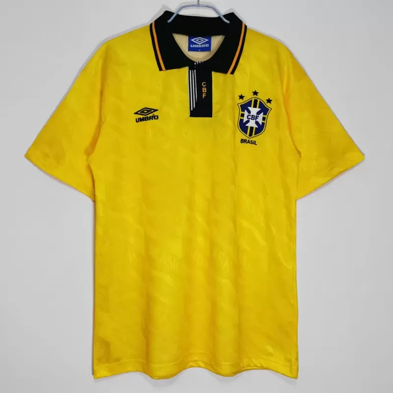 1991 1993 Brazil Home Retro Soccer Jersey Vintage 90s Kit