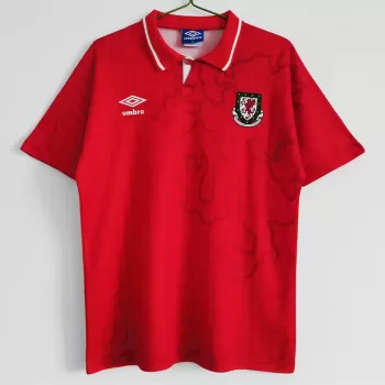 1992 1994 Wales Home Retro Soccer Jersey Red Navy Vintage