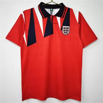1992 England Away Retro Soccer Jersey Red Navy Vintage