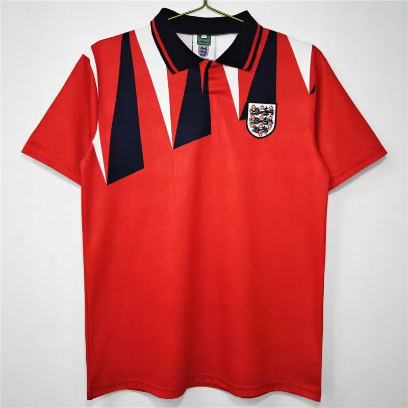 1992 England Away Retro Soccer Jersey Red Navy Vintage