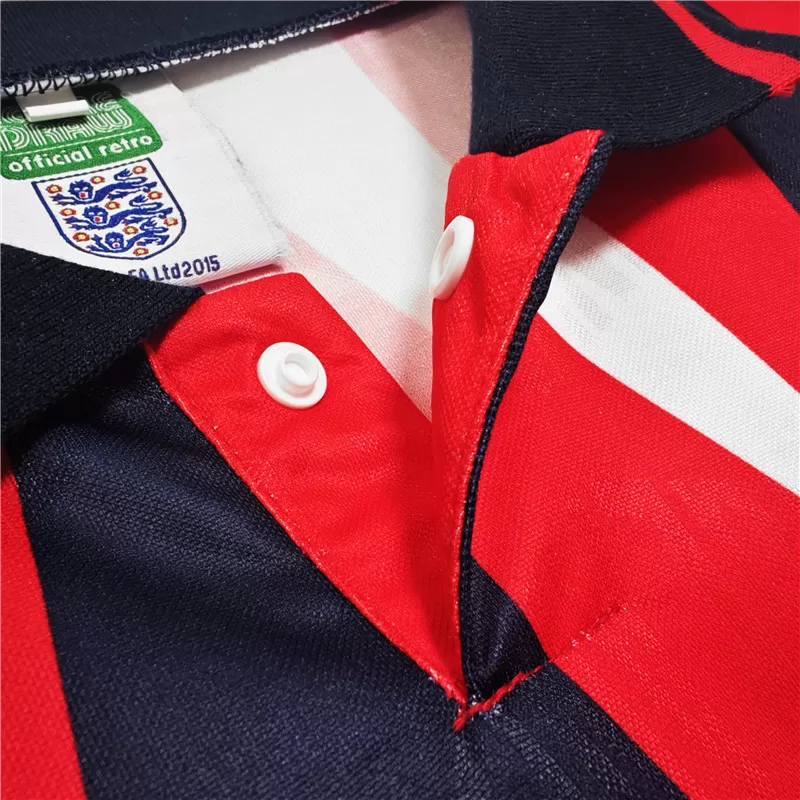 1992 England Away Retro Soccer Jersey Red Navy Vintage