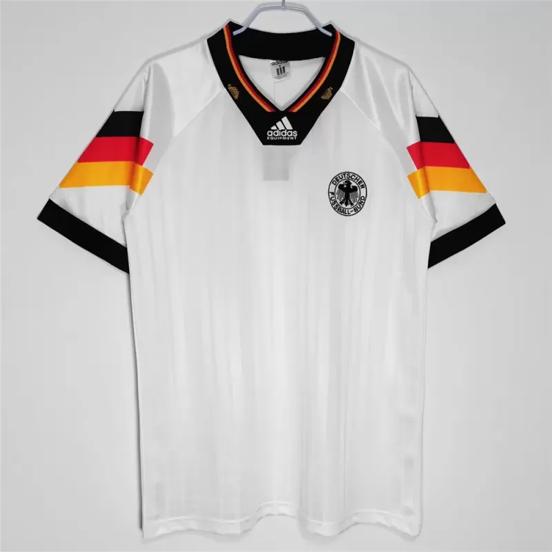 1992 Germany Home Retro Soccer Jersey White Tricolour