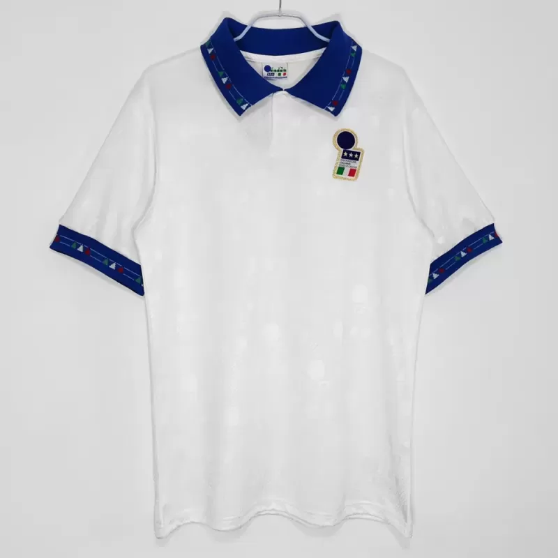 1994 1995 Italy Away Retro Soccer Jersey White Baggio Era 1994 1995 Italy Away Retro Soccer Jersey White Baggio Era