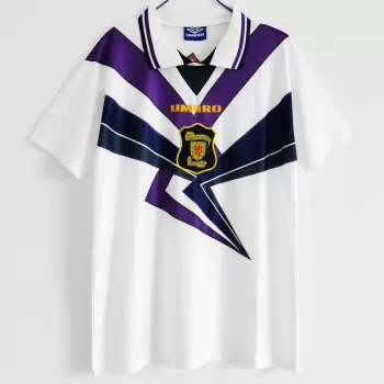 1994 1996 Scotland Away Retro Soccer Jersey White Navy Tartan