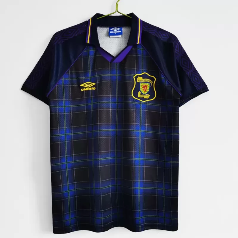 1994 1996 Scotland Home Retro Soccer Jersey Navy Tartan Vintage