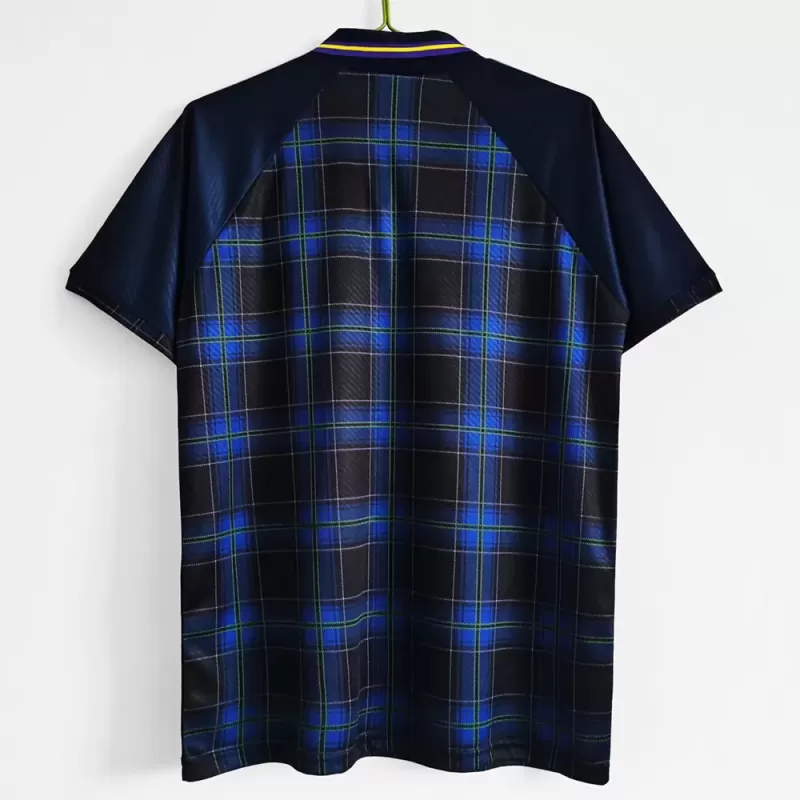 1994 1996 Scotland Home Retro Soccer Jersey Navy Tartan Vintage