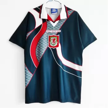 1994 1996 Wales Away Retro Soccer Jersey White Green Vintage
