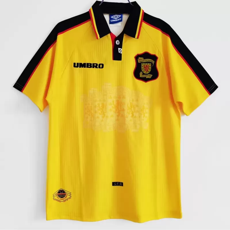 1996 1998 Scotland Away Retro Soccer Jersey White Yellow Navy 1996 1998 Scotland Away Retro Soccer Jersey White Yellow Navy