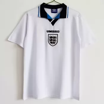 1996 England Home Retro Soccer Jersey Euro 96 White Vintage