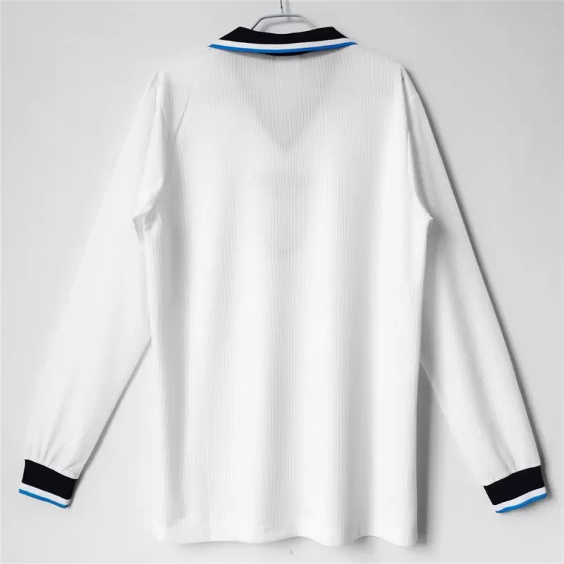 1996 England Home Retro Soccer Jersey Long Sleeve White Blue 1996 England Home Retro Soccer Jersey Long Sleeve White Blue
