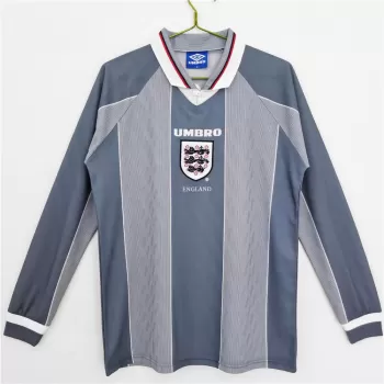 1996 England Long Sleeve Away Retro Soccer Jersey Indigo Vintage