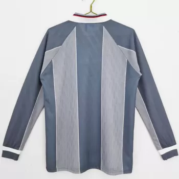 1996 England Long Sleeve Away Retro Soccer Jersey Indigo Vintage