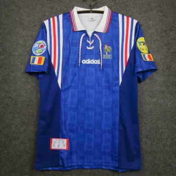 1996 France Home Retro Soccer Jersey Blue Vintage Euro 96