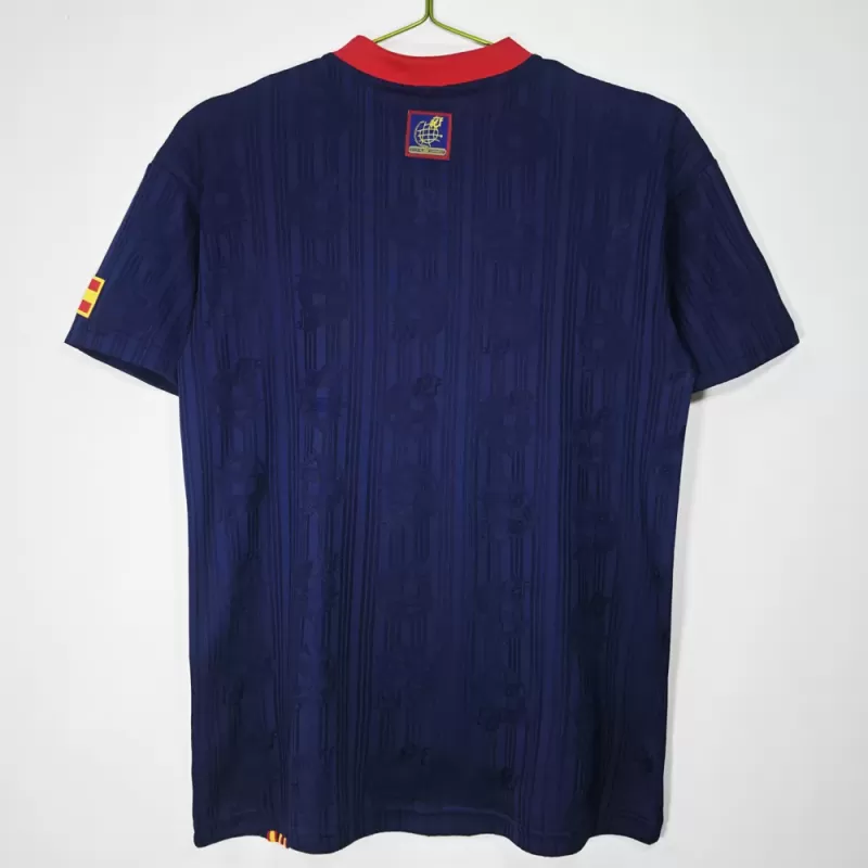 1996 Spain Away Retro Soccer Jersey White Navy Vintage Kit