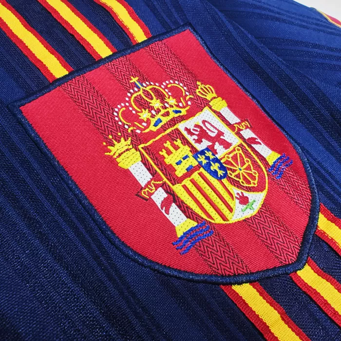1996 Spain Away Retro Soccer Jersey White Navy Vintage Kit