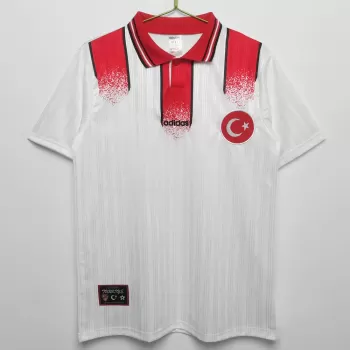1996 Turkey Away Retro Soccer Jersey White Vintage