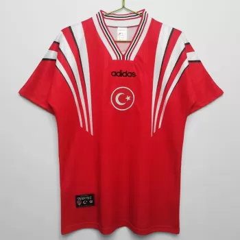 1996 Turkey Home Retro Soccer Jersey Red Vintage