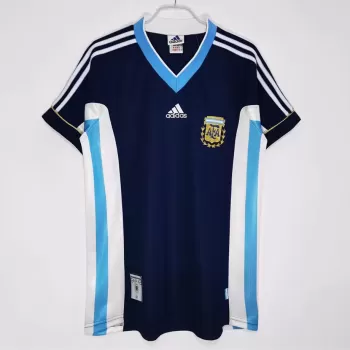 1998 1999 Argentina Away Retro Soccer Jersey Navy Blue Vintage