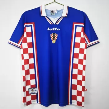 1998 Croatia Away Retro Soccer Jersey Blue Vintage World Cup