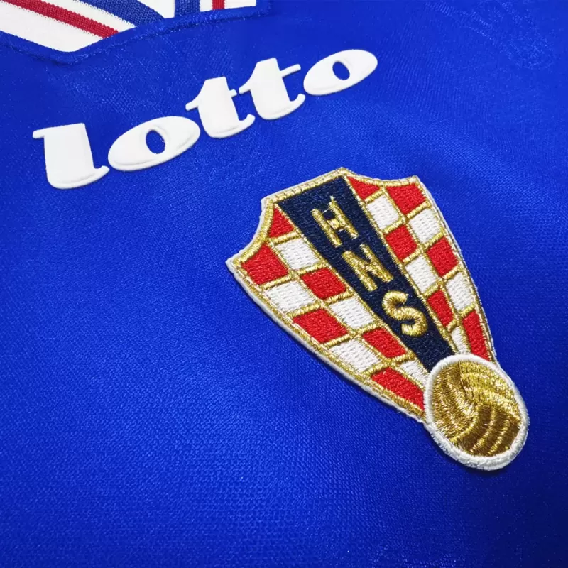 1998 Croatia Away Retro Soccer Jersey Blue Vintage World Cup