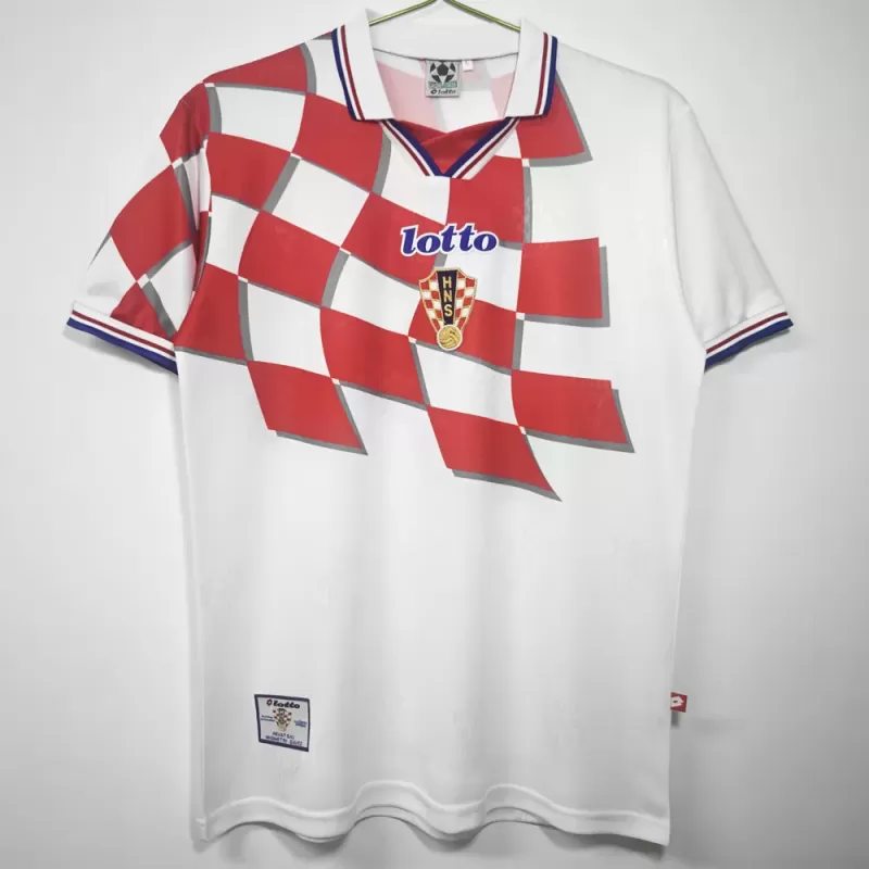1998 Croatia Home Retro Soccer Jersey Red White Checks Vintage 1998 Croatia Home Retro Soccer Jersey Red White Checks Vintage
