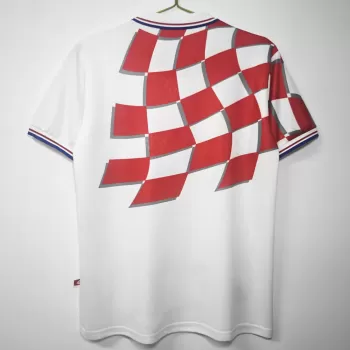 1998 Croatia Home Retro Soccer Jersey Red White Checks Vintage