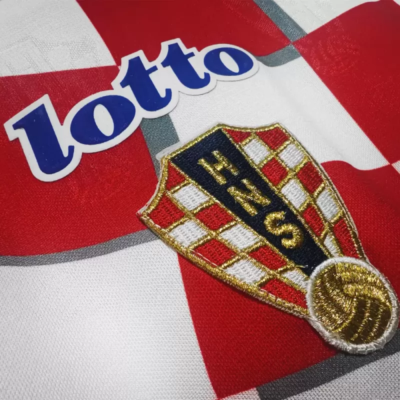 1998 Croatia Home Retro Soccer Jersey Red White Checks Vintage 1998 Croatia Home Retro Soccer Jersey Red White Checks Vintage