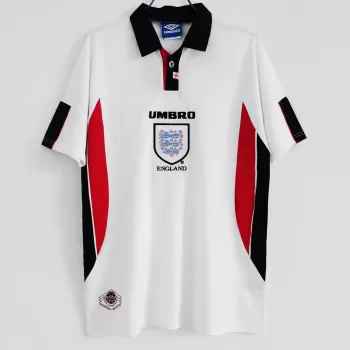 1998 England Home Retro Soccer Jersey White Red