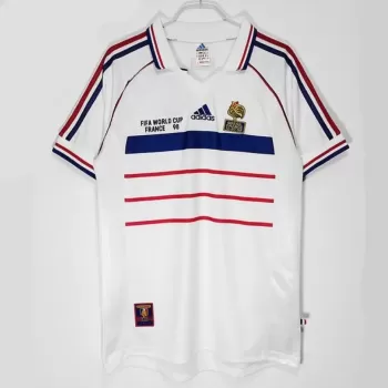 1998 France Away Final Retro Soccer Jersey White World Cup Winners