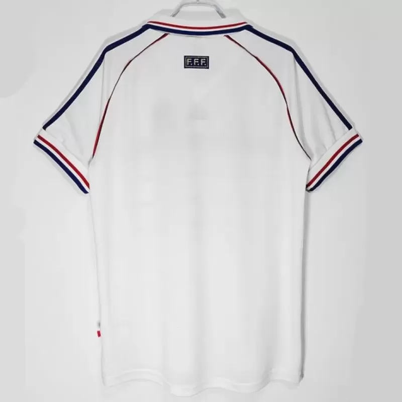 1998 France Away Final Retro Soccer Jersey White World Cup Winners